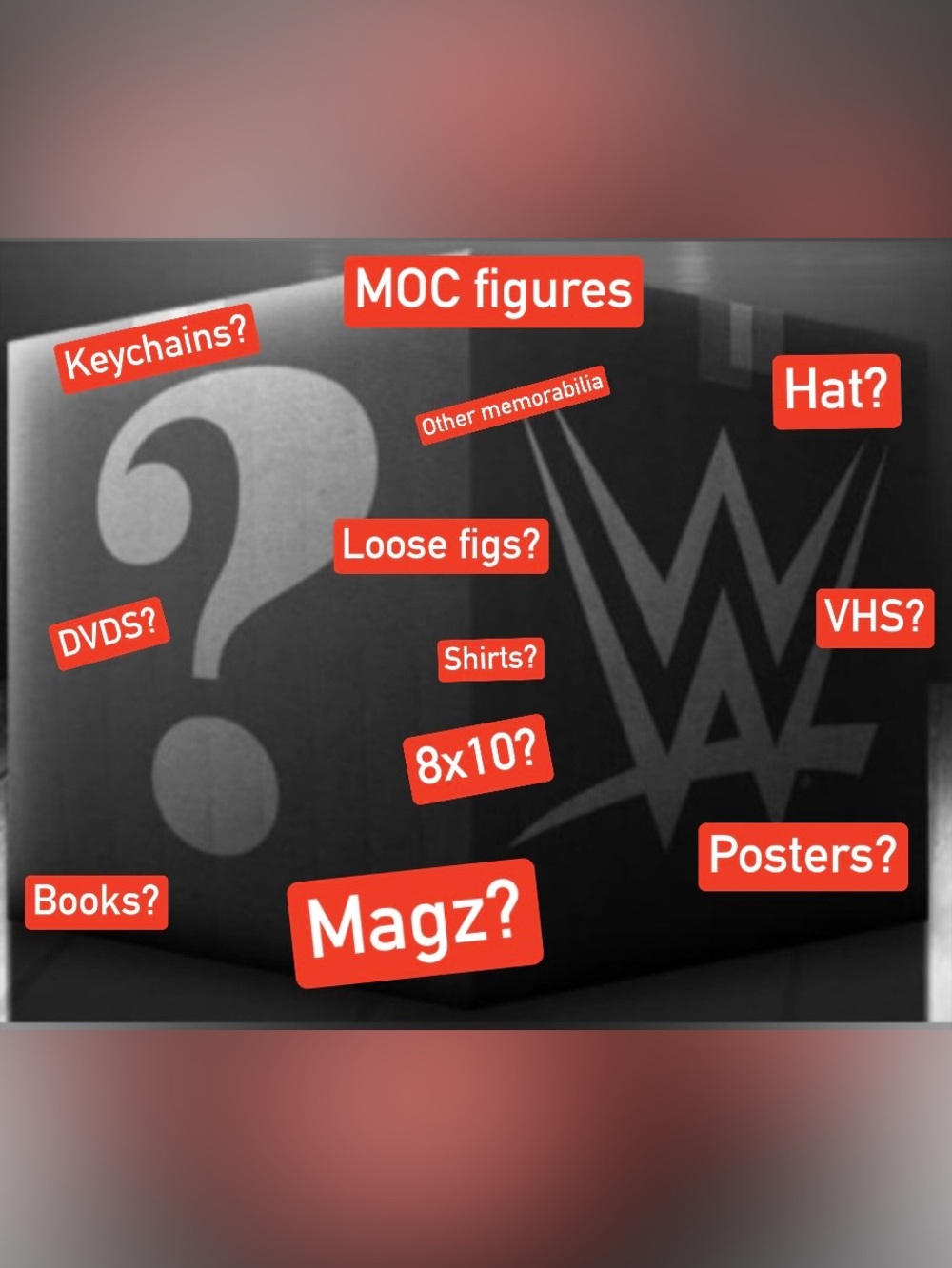 Wrestling mystery box!! Featuring MOC figures, loosies, magazines, dvds ect!!